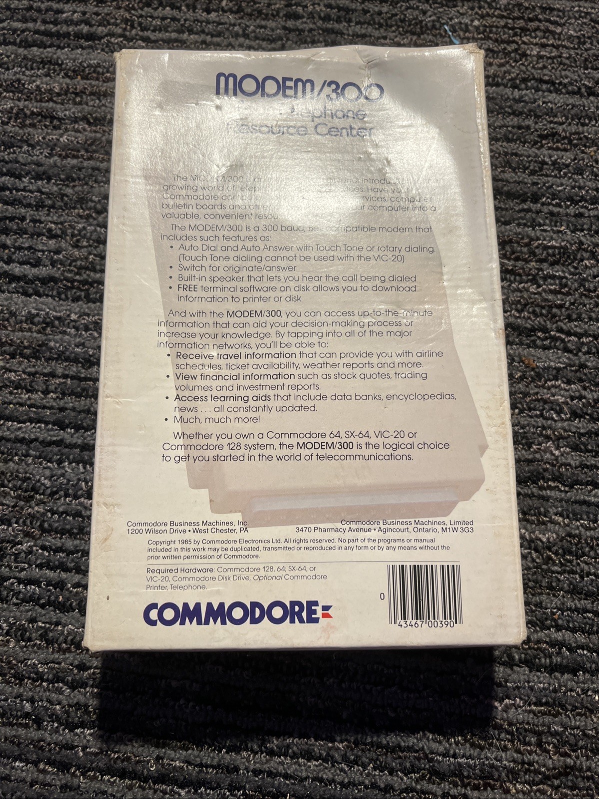 Vintage Commodore Computer 300 Modem (2) With Box and instructions Untested