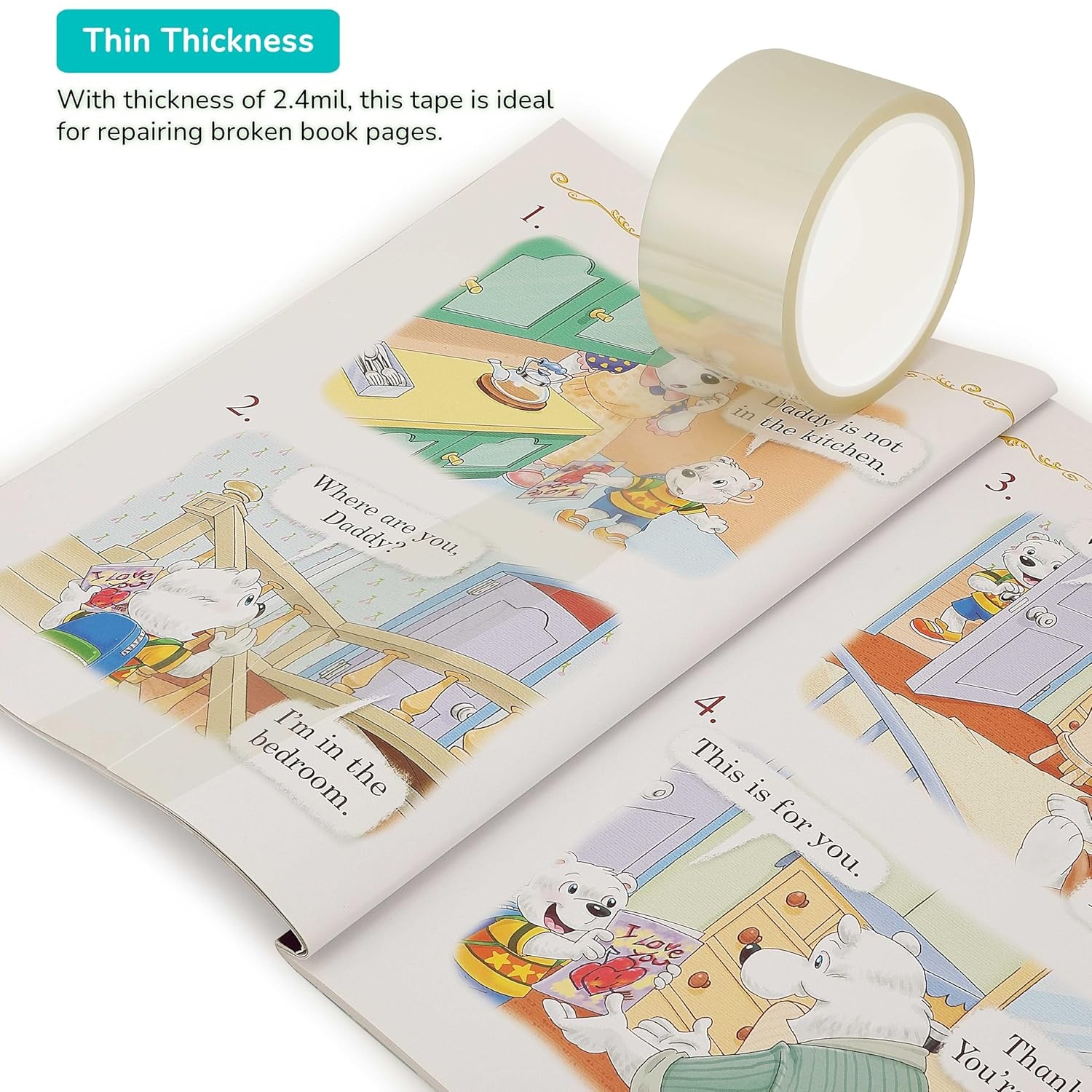 Transparent Book Tape 1inx108ft Thin Archival Safe