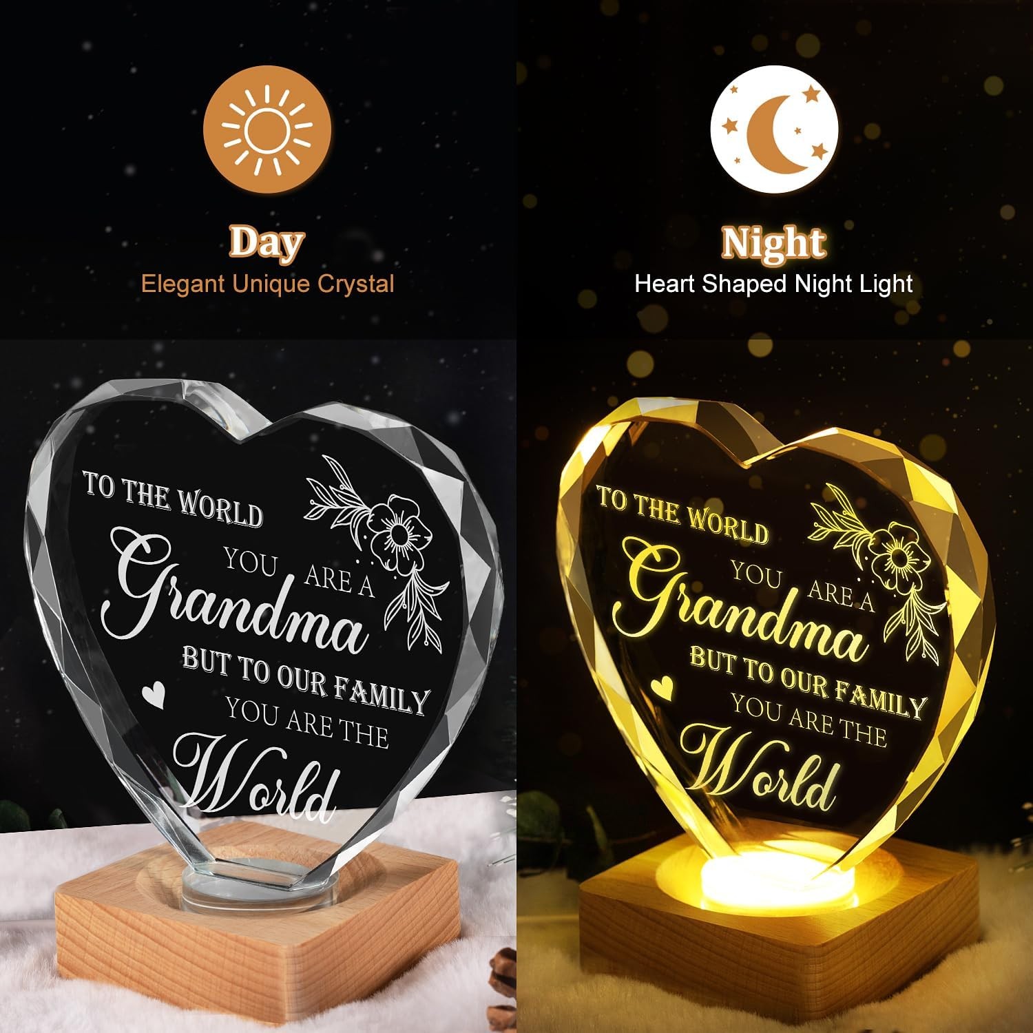 To My Grandma Gifts from Grandchildren, Engraved Crystal D Gift for