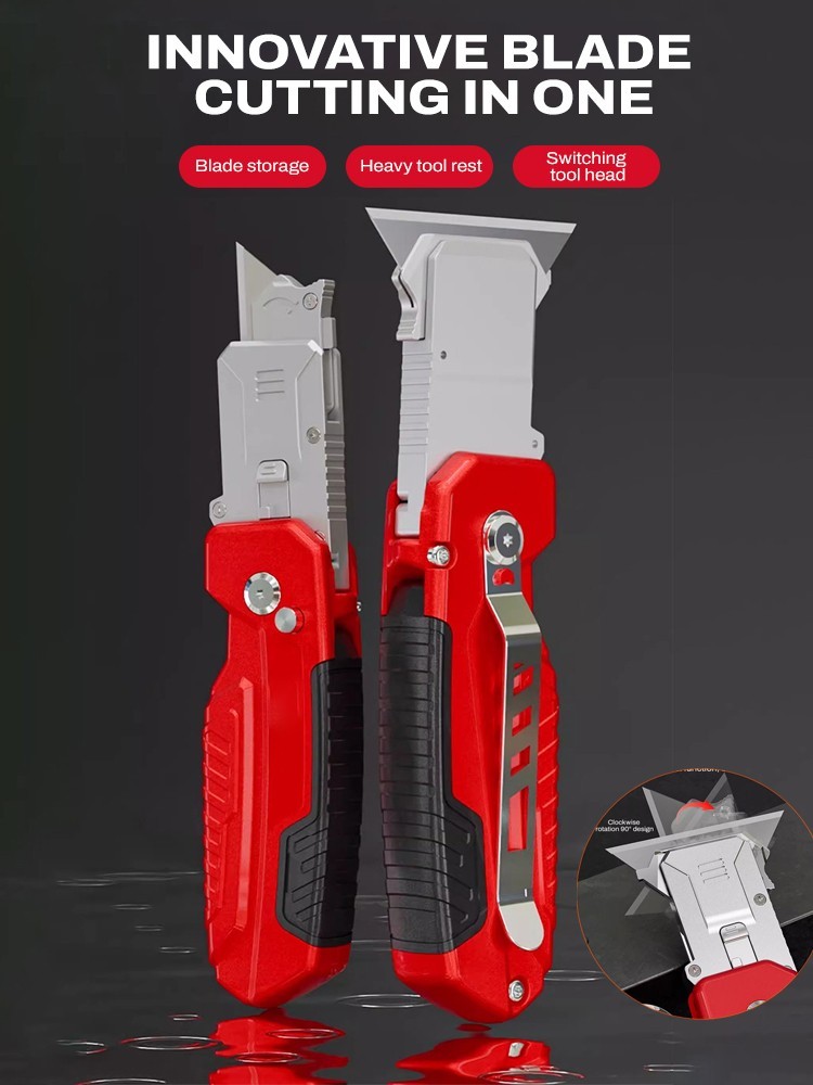 2 in 1 Multifunction Folding Utility Knife Scraper Heavy Duty with 3 Blades