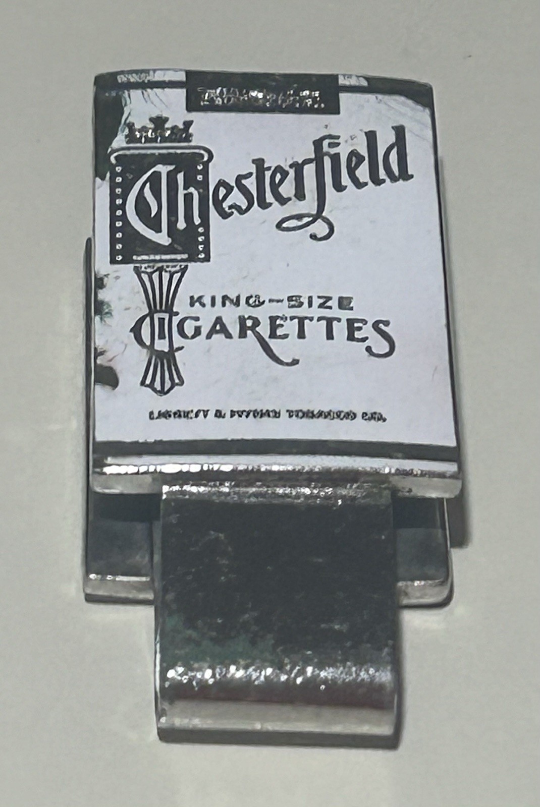 Vintage Chesterfield Cigarettes Money Clip Promo White