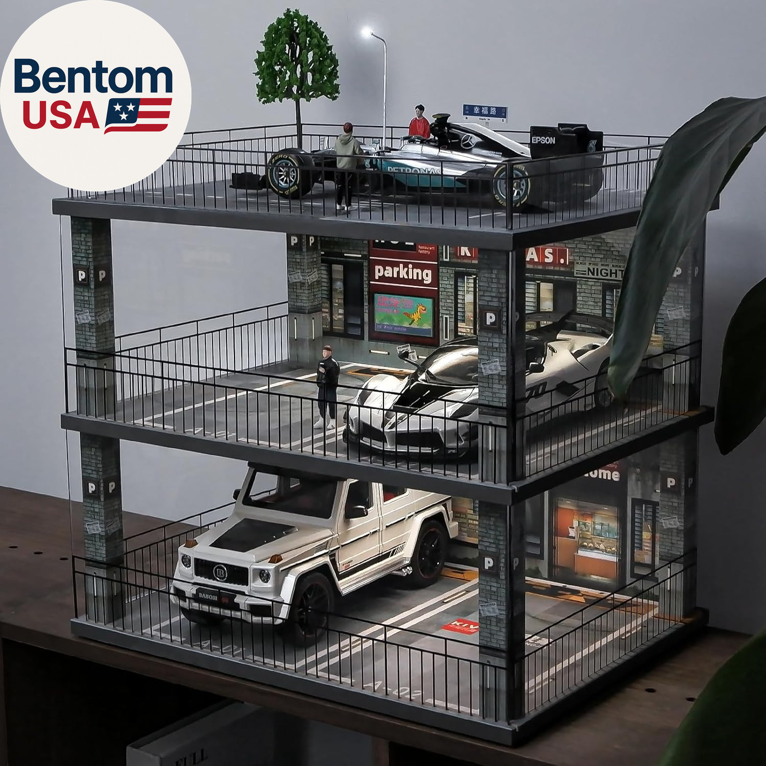 1:18 Scale Diecast Model Car Display Case Cabinet with USB Lights and Dust Cover