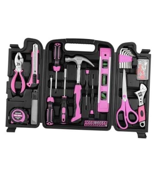 Pink Tool Set -Tool sets for WomenGeneral Household Hand Tool 131 Piece Pink