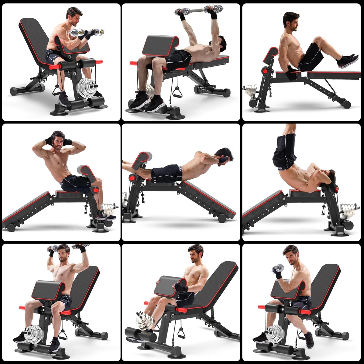 Adjustable Weight Bench - Utility Workout Benches for Exercise, Free Installatio