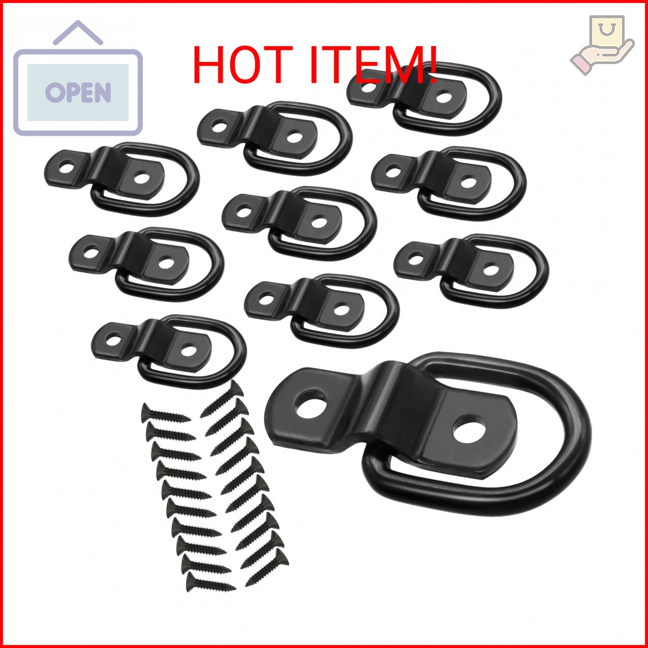 D Ring Tie Down Anchors 1/4" Heavy Duty Anchor Lashing Ring Surface Floor Mount