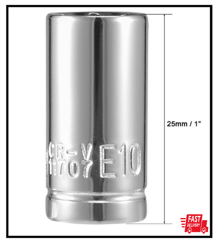 2Pcs 1/4-Inch Drive E10 External Torx Shallow Socket, Cr-V Steel