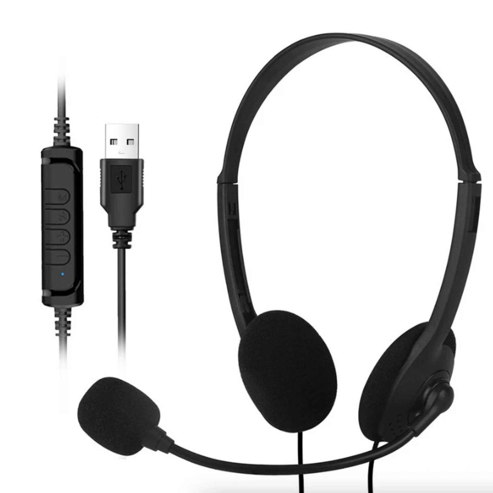 Over Ear USB Headset With Memory Foam Pad For PC Conference Call Online Work Use