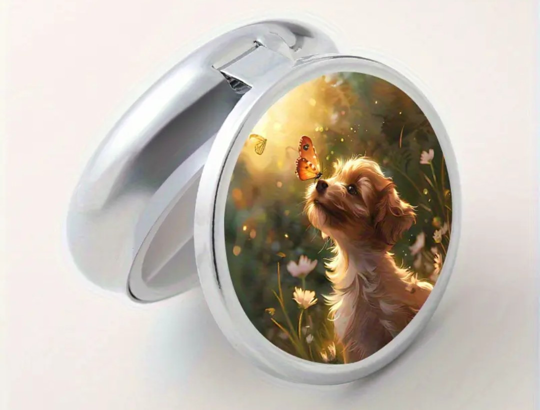 Puppy & Butterfly 3 Compartment Pill Box Pill Case NWOB