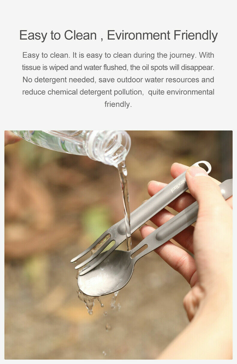 NEXTOOL KT5525 Titanium Spoon Fork Tableware Set Portable Cutlery Ultralight 25g