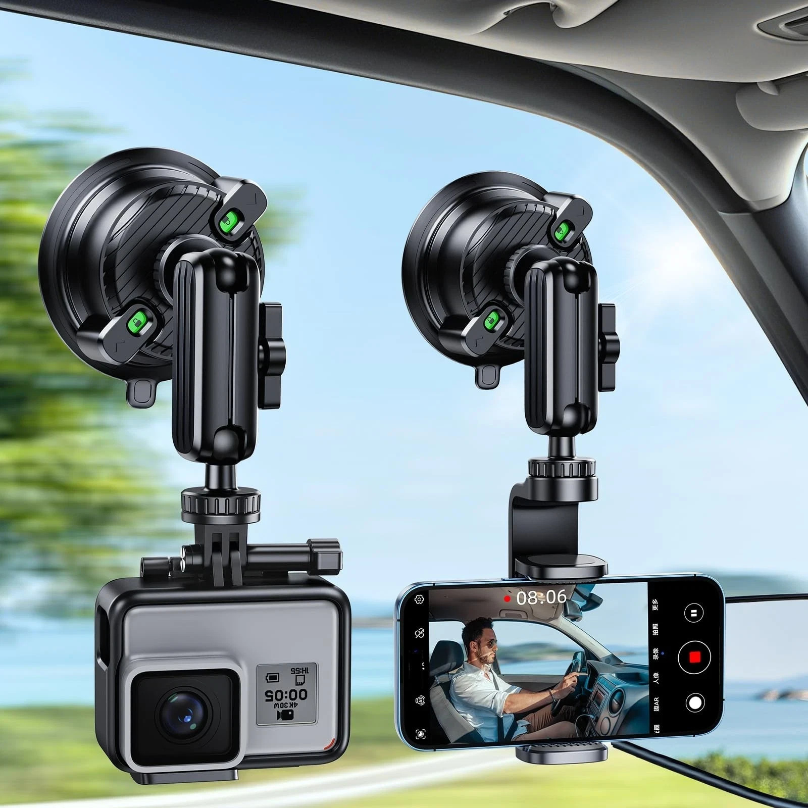 Suction Car Phone Mount Windshield,Ultra-Stable 360 Rotatable Car P... Fast Ship