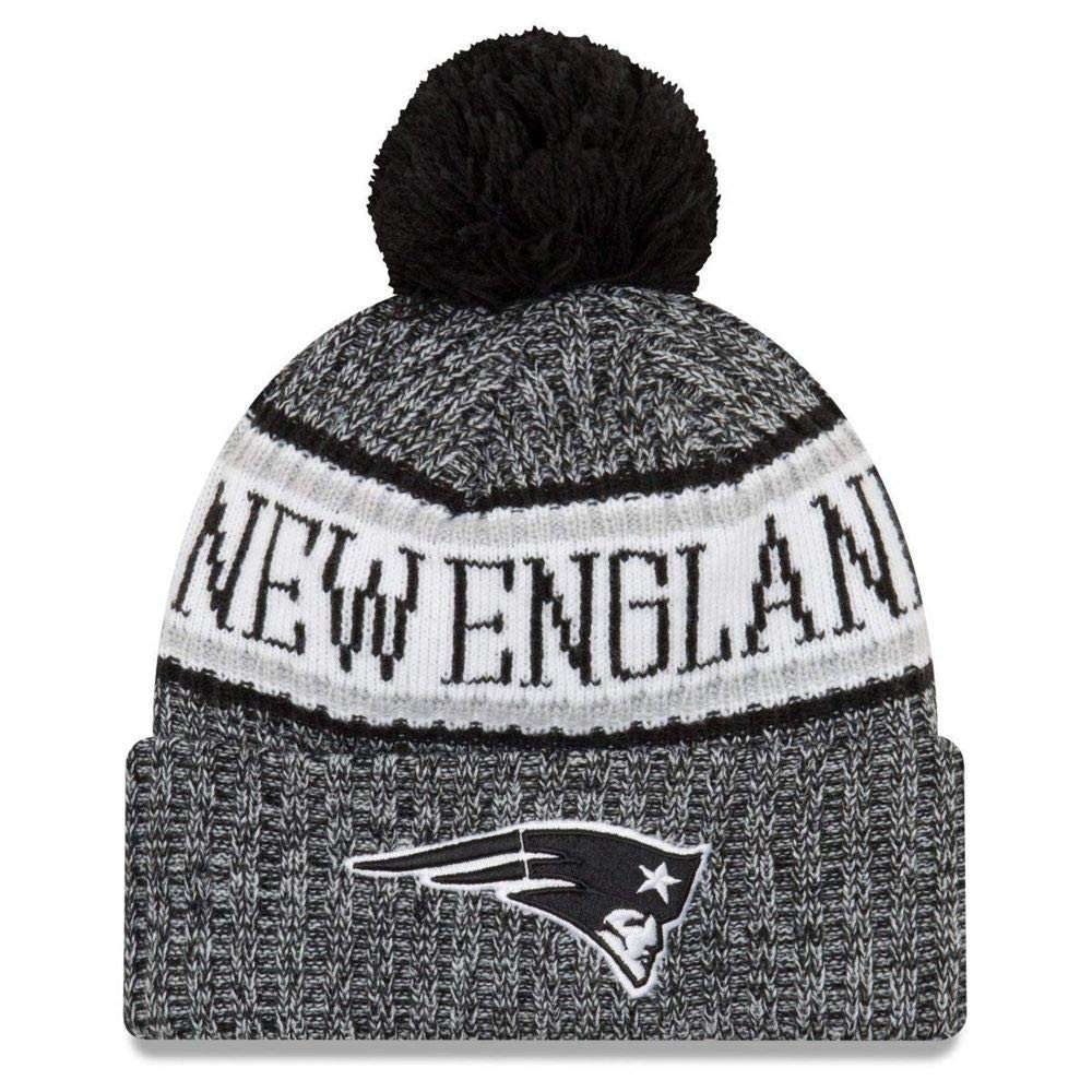 Authentic NWT New Era NFL Sideline 18 Black & White Sport Knit Beanie With Pom