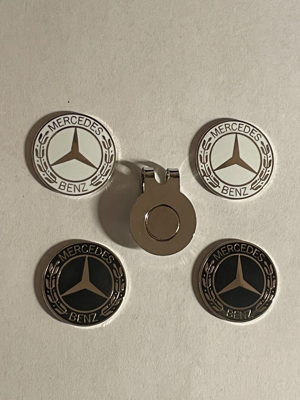(4) Mercedes Benz 1" Coin Style Golf Markers With Bonus Hat Clip - A Great Deal!