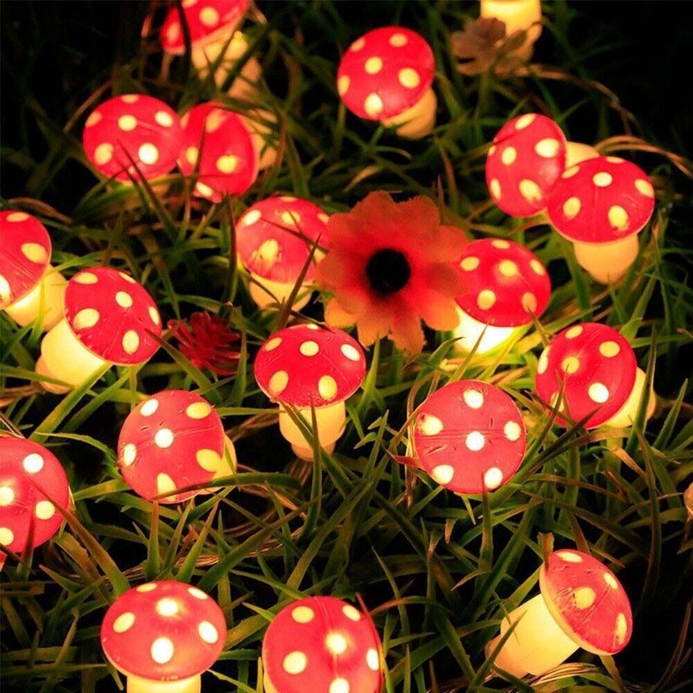Mushroom Shape String Lights Warm White LED Fairy Lights Birthday Party Wedding