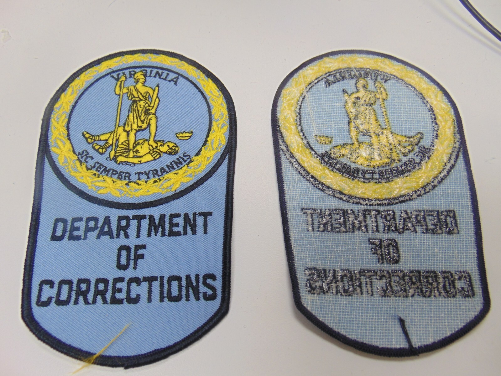 PATCH SEW ON OLDER VIRGINIA DEPARTMENT OF CORRECTIONS OVER 6 INCHES