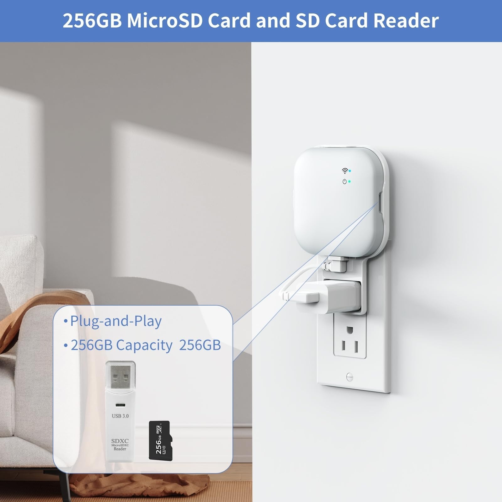 256GB MicroSD Card & Wall Mount for Blink Security Cameras