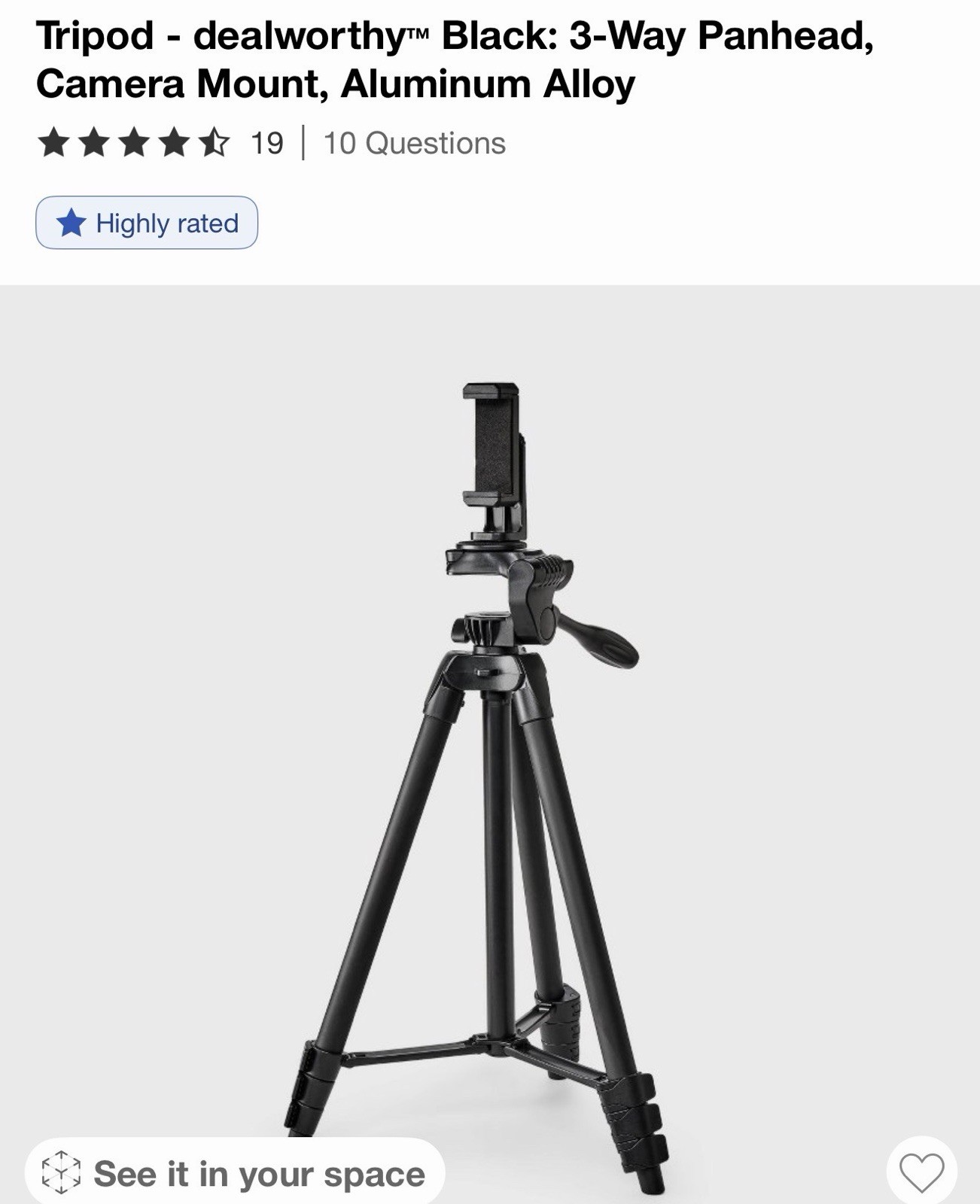 Deal Worthy Adjustable Phone & Camera Tripod, Portable Metal Travel Stand