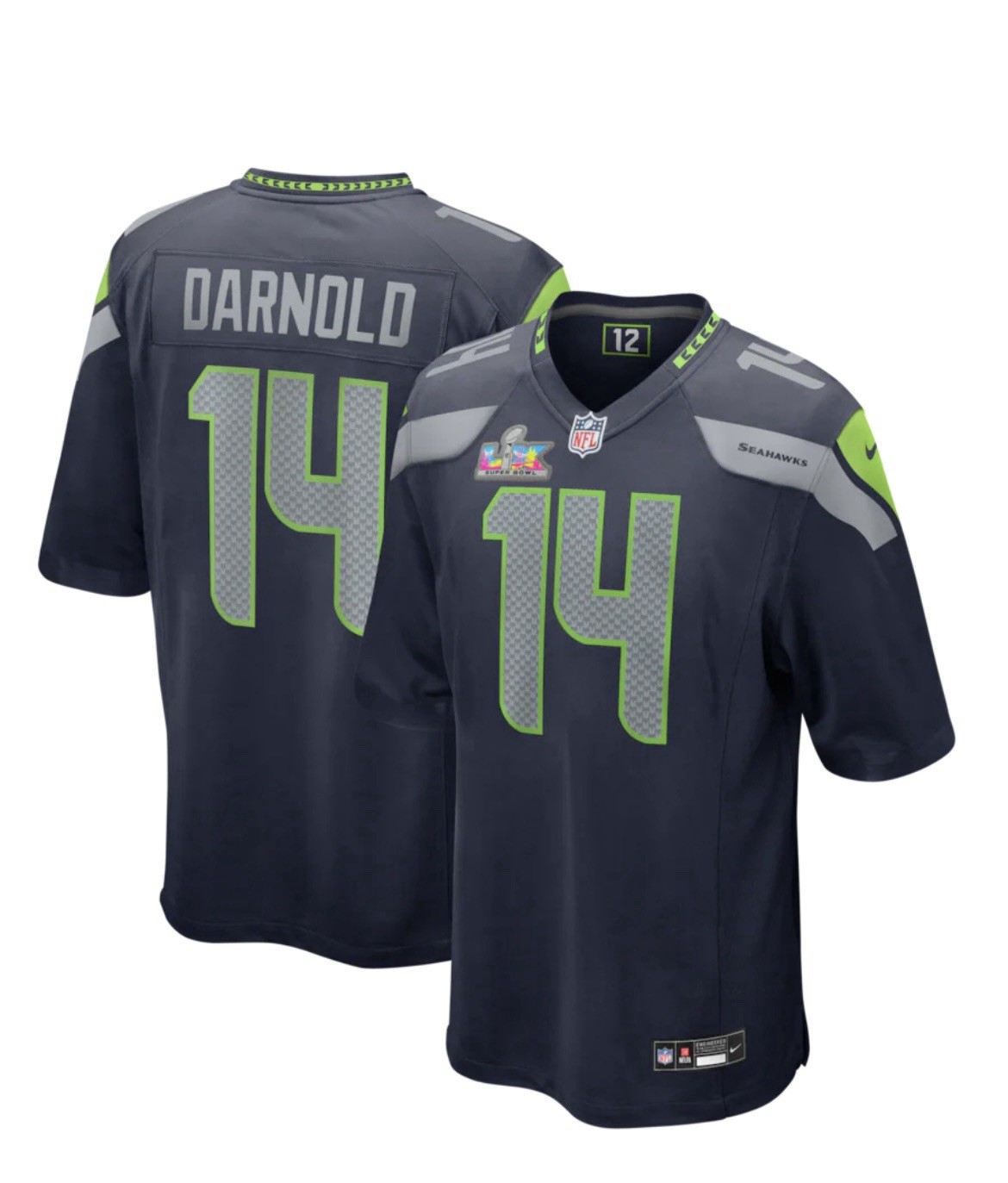Sam Darnold Seattle Seahawks Nike Super Bowl LX Patch Game L Jersey - Authentic!