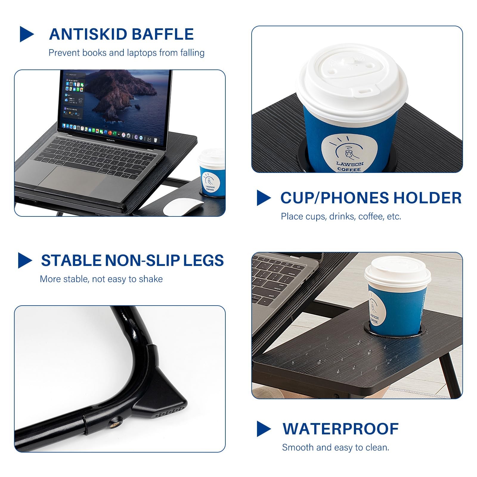 Laptop Desk for Bed Couch, Adjustable Foldable Bed Table with Cup Holder