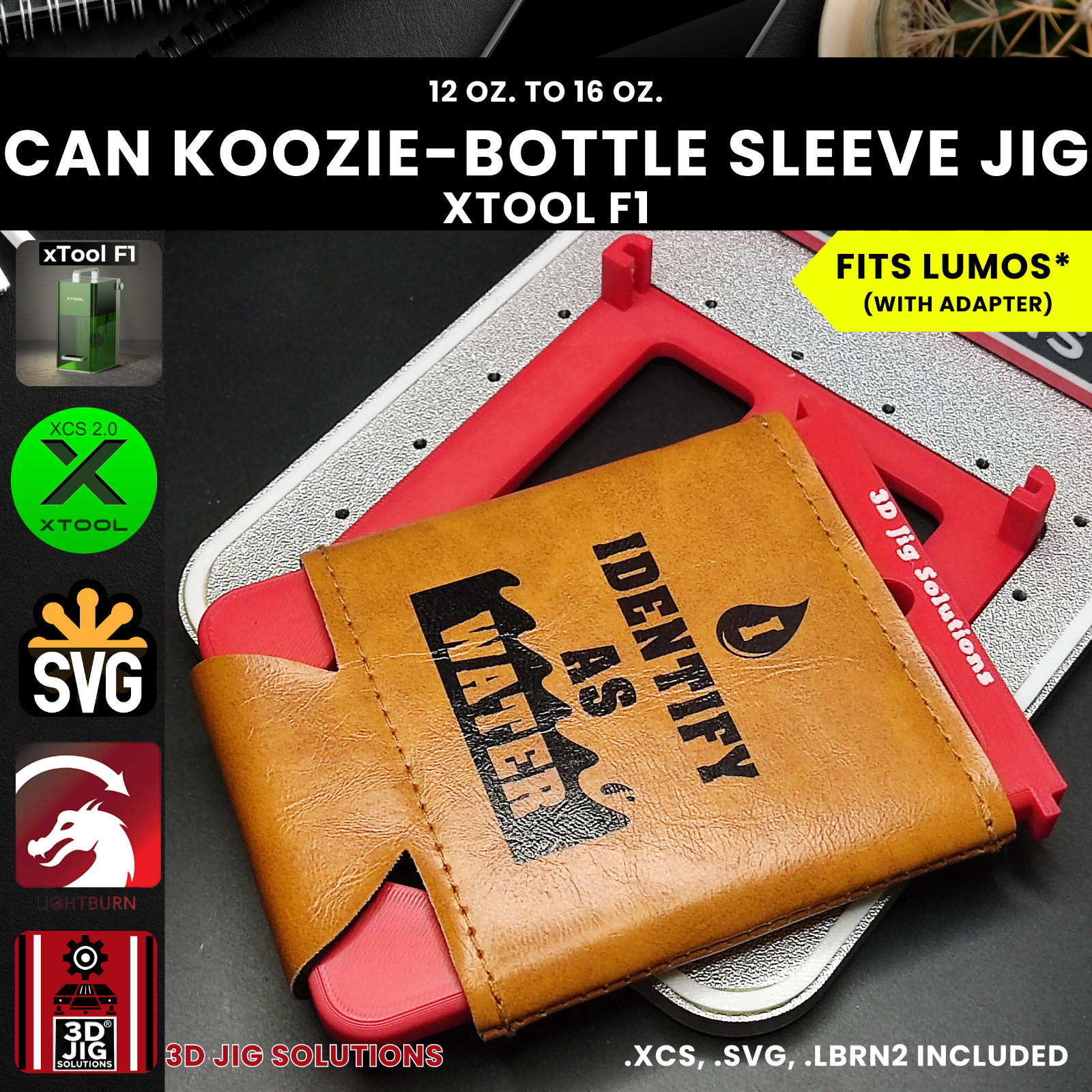 xTool F1 Koozie Jig | Bottle Cooler Laser Engraving Template | Both Sides