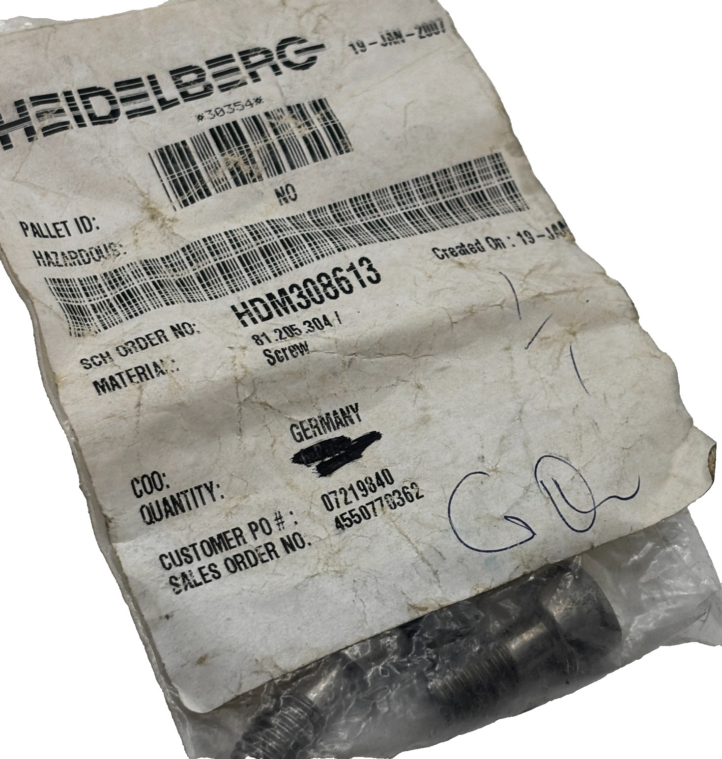 PACK OF 4 HEIDELBERG SCREW HDM308613 81.205.304 / 81205304 🎯