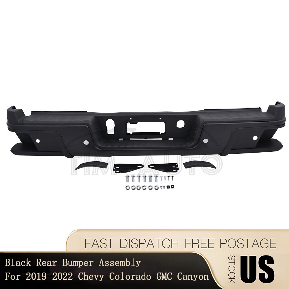 NEW Black Rear Bumper W/ Park For 2019-2022 Chevy Colorado GMC Canyon