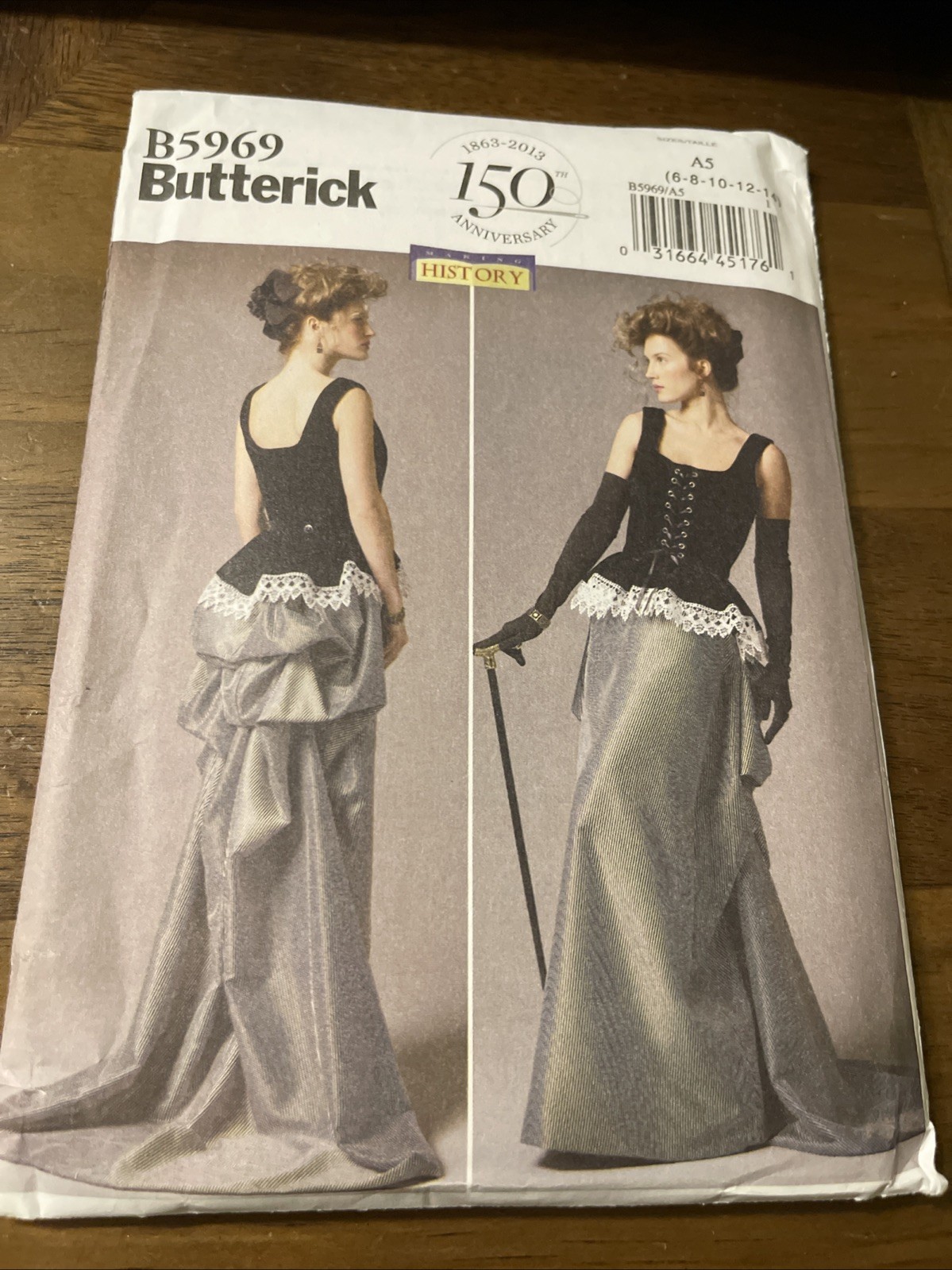 Butterick Costume Pattern B5969 Ms Victorian Corset & Skirt w/Bustle Sz 6-14