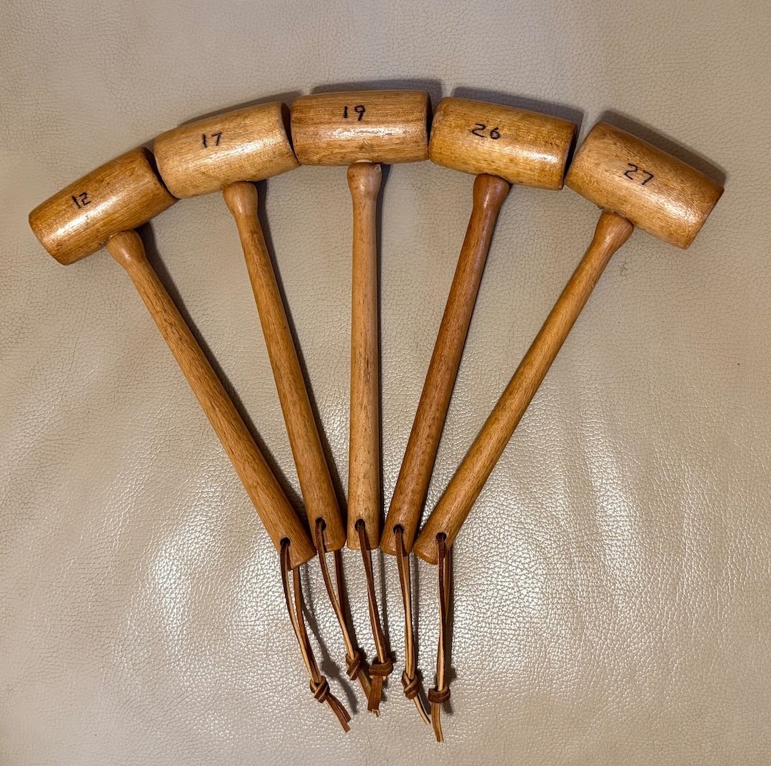 One Vintage Wooden Mallet Numbered Collectible Antique Decor