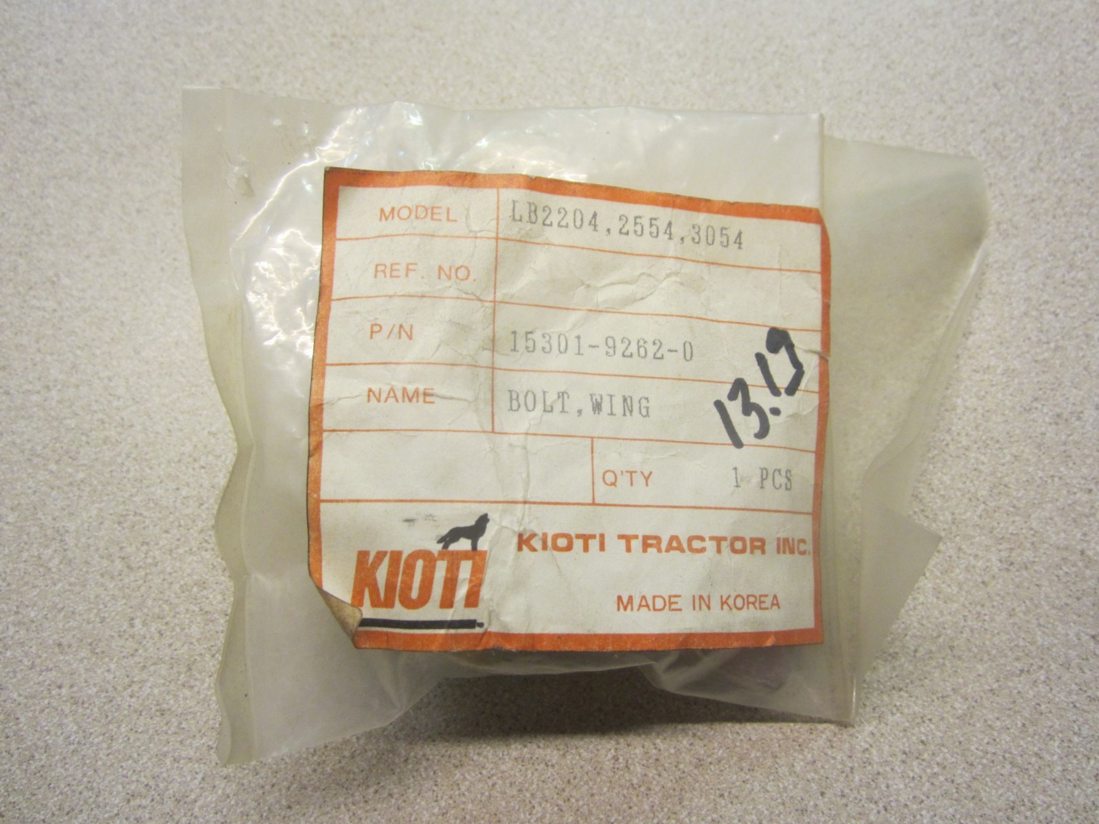 Kioti 15301-92620 Wing Bolt