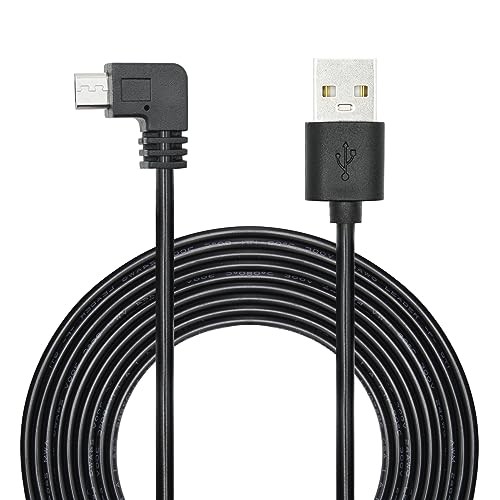 90 Degree Dash Cam Micro USB Power Cord 11FT, Right Micro USB Right Angle 3.5M