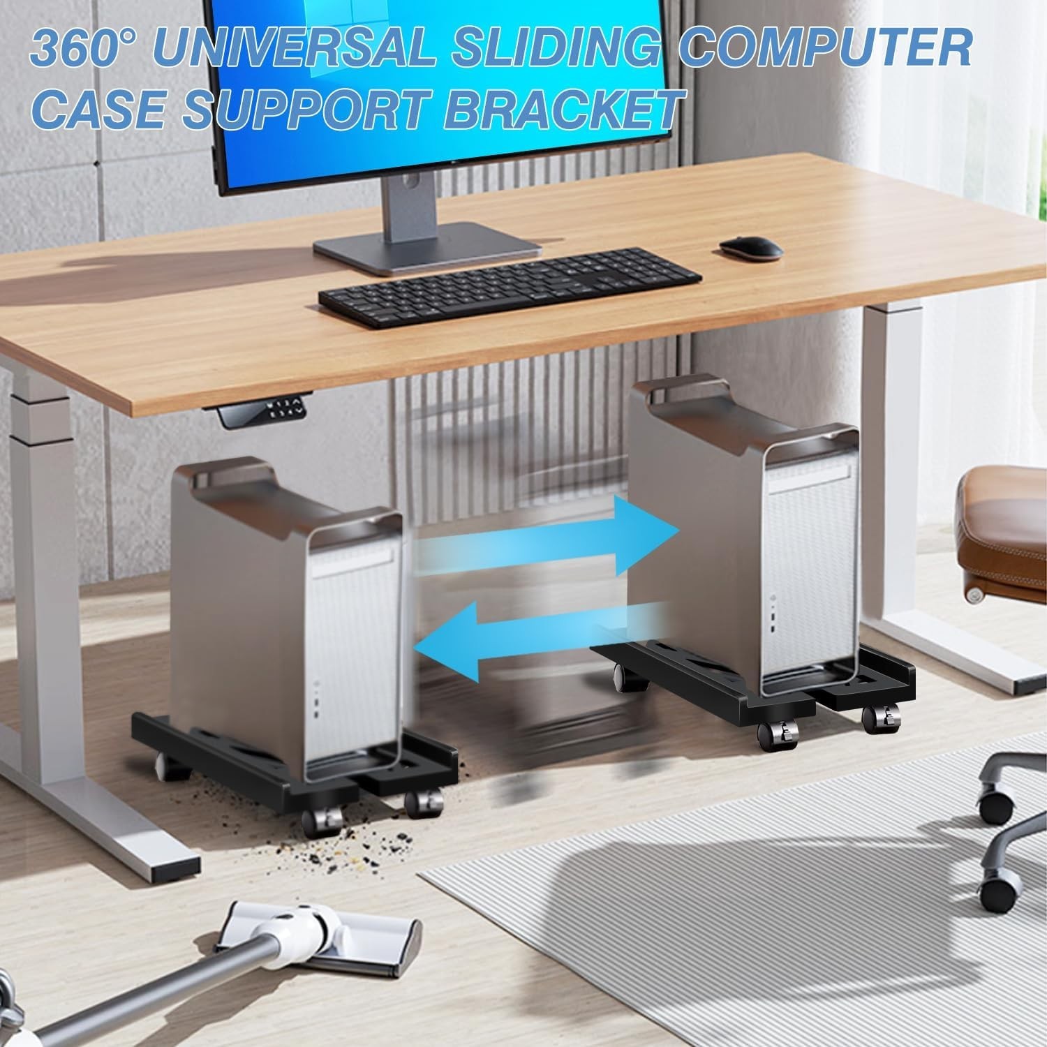 Pc Stand for Floor, Adjustable Computer Tower Stand for Carpet,Mobile CPU Stand