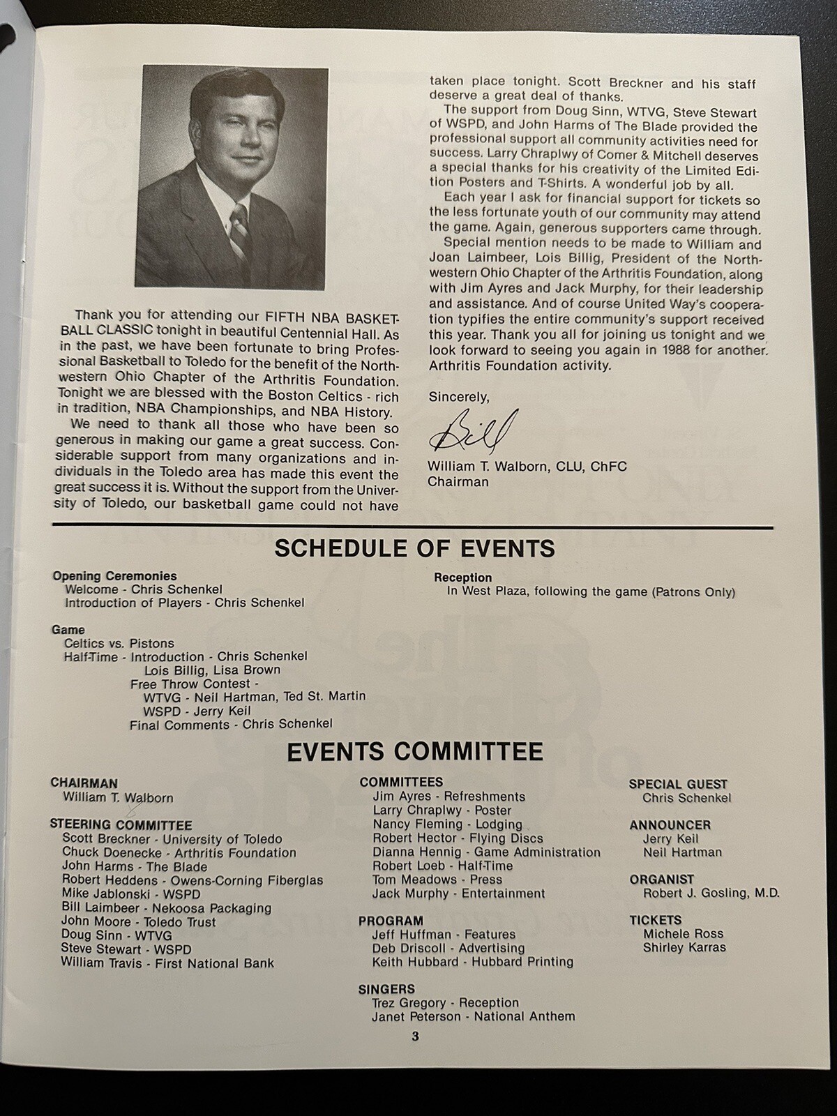 1987 NBA Arthritis Classic Program Pistons vs Celtics Larry Bird