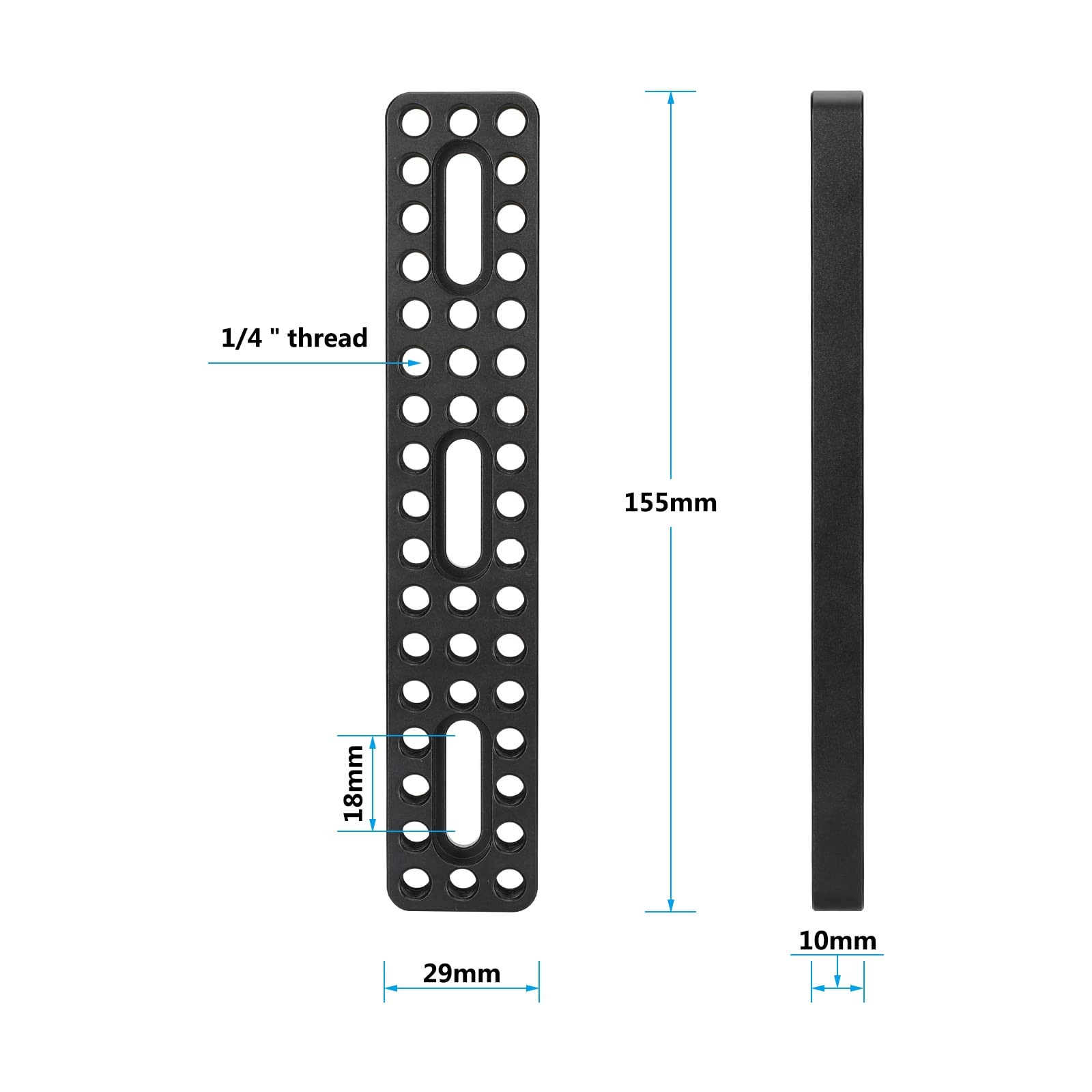 3037 Long Cheese Plate Camera Baseplate Extension with 1/4"-20 Threads