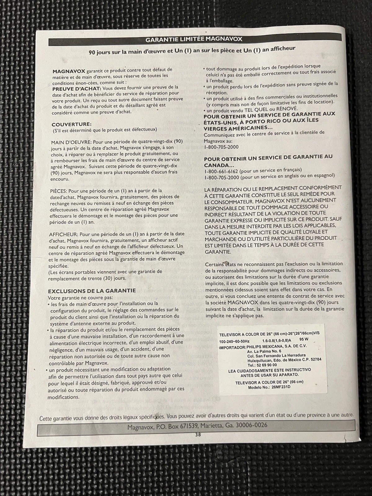 Magnavox Paper User Manual. 26MF/32MF231D