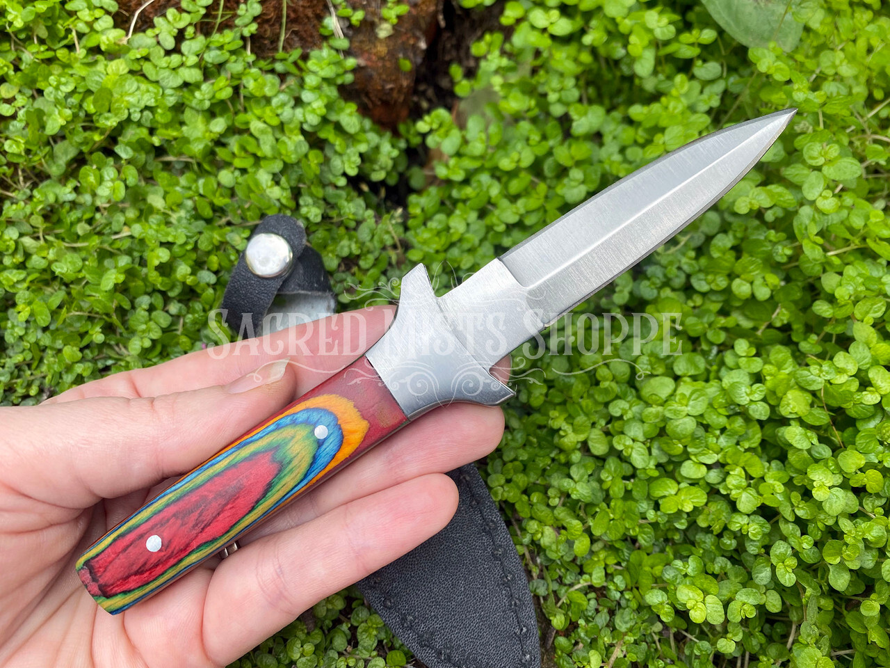 Elemental Magick Athame with Colorful Wood Handle Ritual Witchcraft Energy Knife
