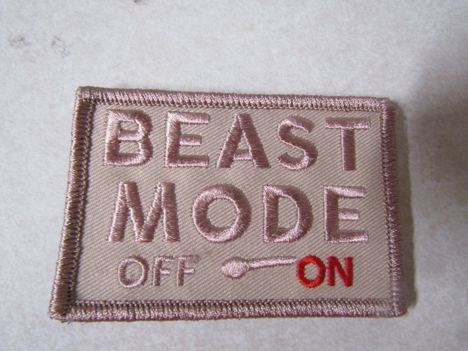 PATCH HOOK & LOOP APPROX 3X2 BEAST MODE OFF AND ON PINK BACKGROUND