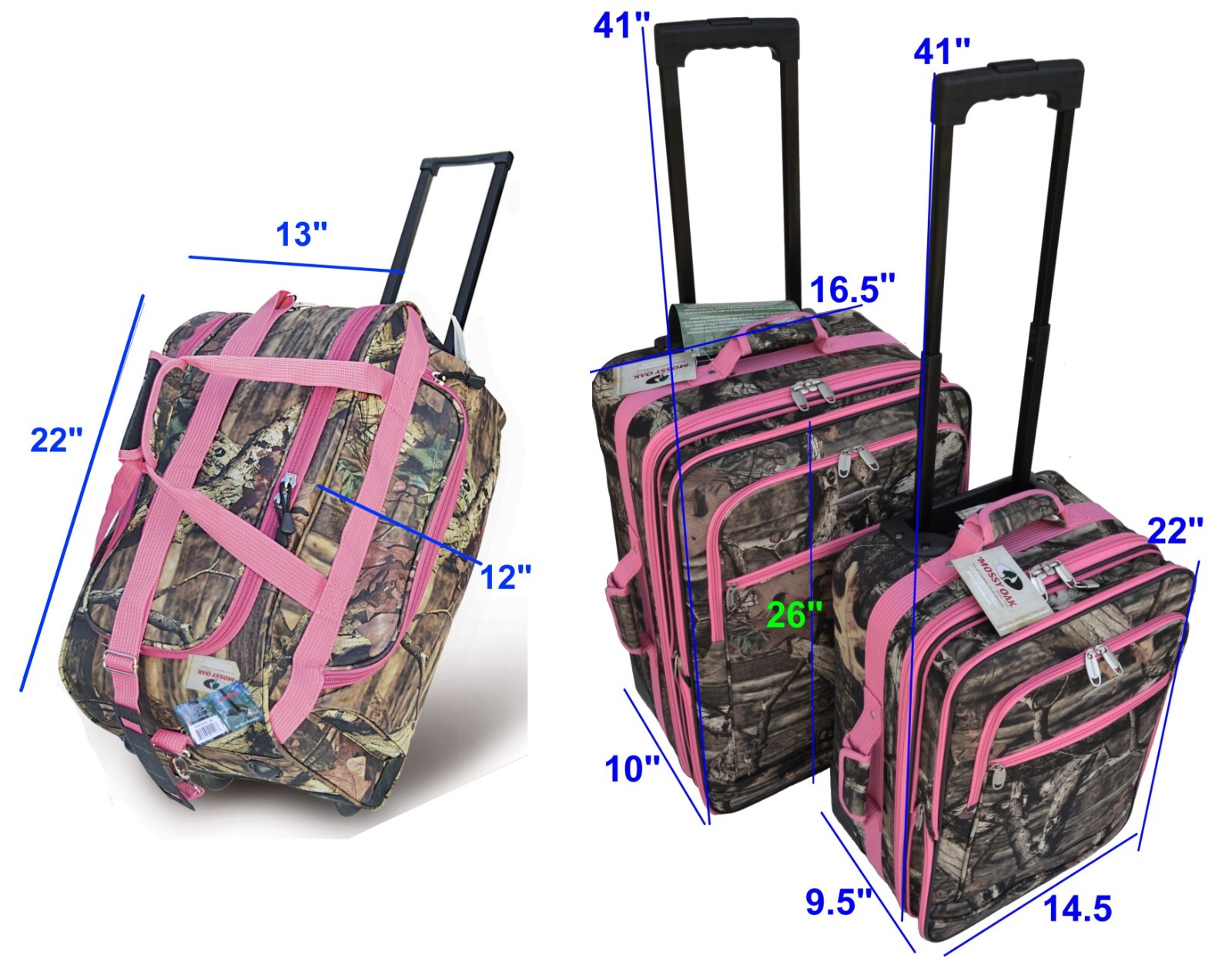 Explorer Bag Luggage Set in Mossy Oak material 20 in 24 in 2 pieces - NEW