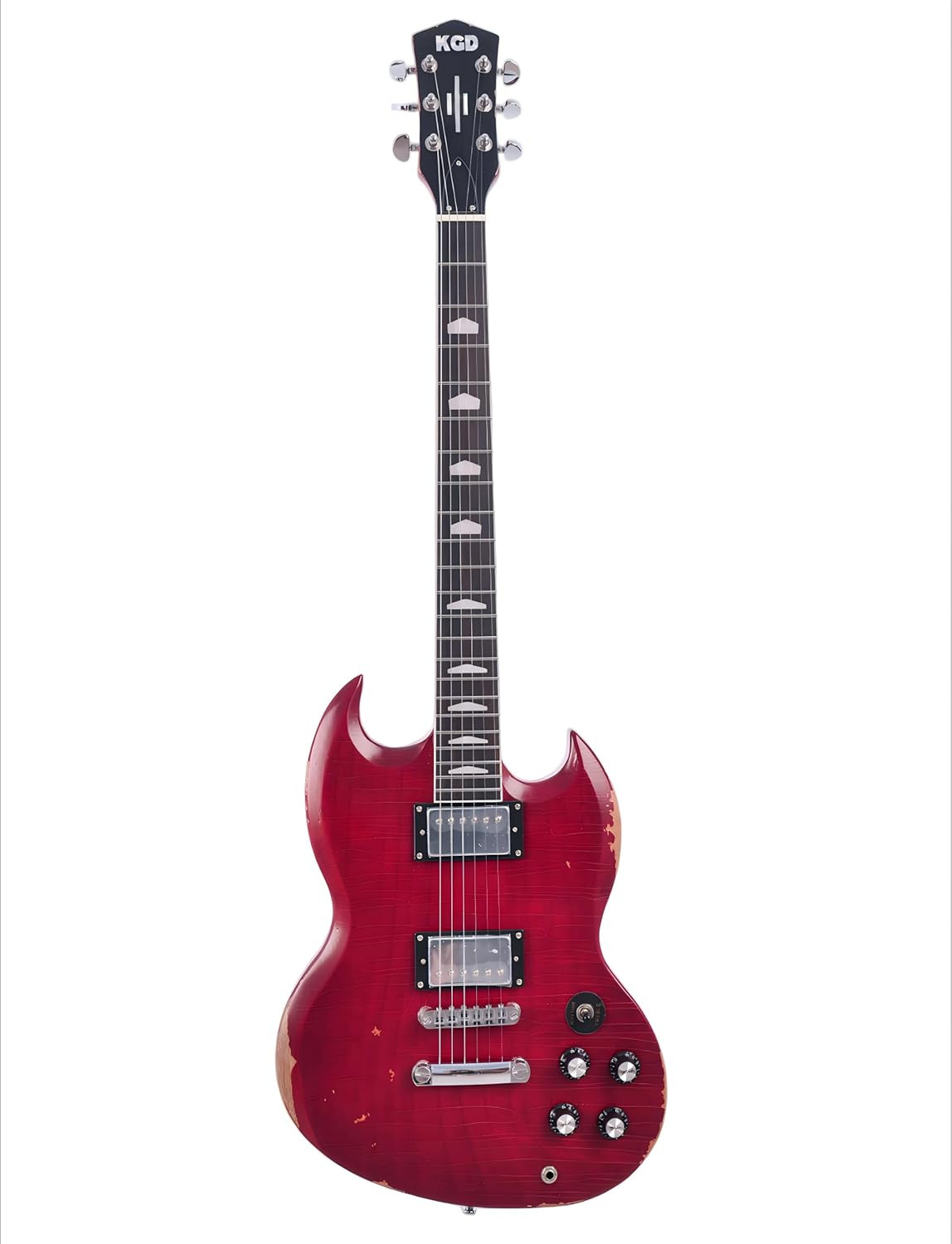 KGD Relic SG Electric Guitar Mahogany Body Rosewood Fingerboard Sunburst Red