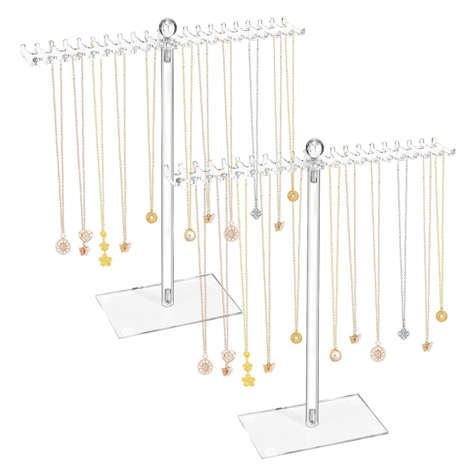 Acrylic Necklace Organizer, Clear Necklace Holder Stand, Jewelry Organizer Di...