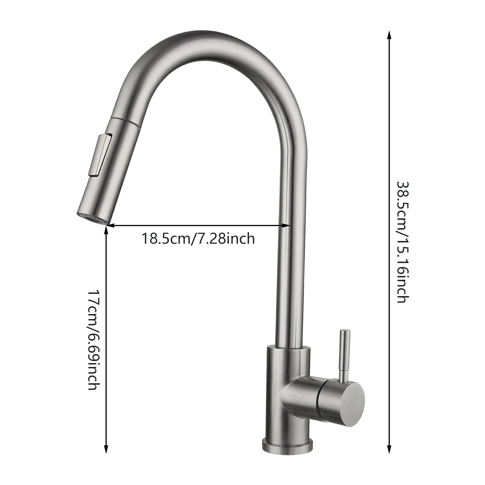 Silver Grey Kitchen Tap, 2 Modes Tap Kitchen, 360° Rotating Kitchen Tap