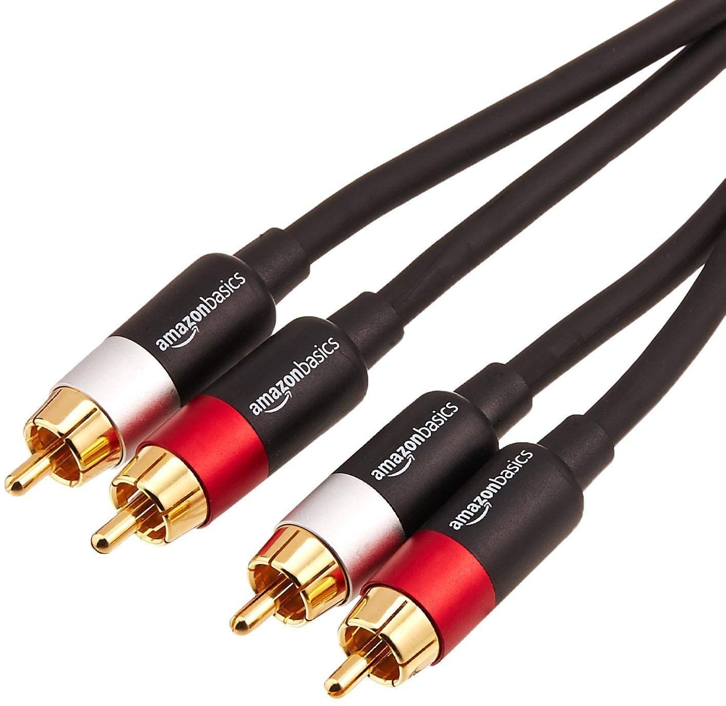 Amazon Basics 2 RCA Audio Cable for Amplifier,Active Speakers 15 Feet, Black