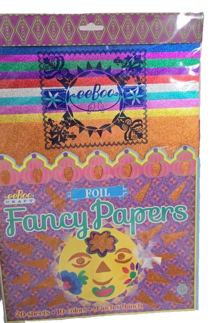 eeBoo crafts Fancy Papers Foil 20 Sheets 10 Colors 9" x 9" New