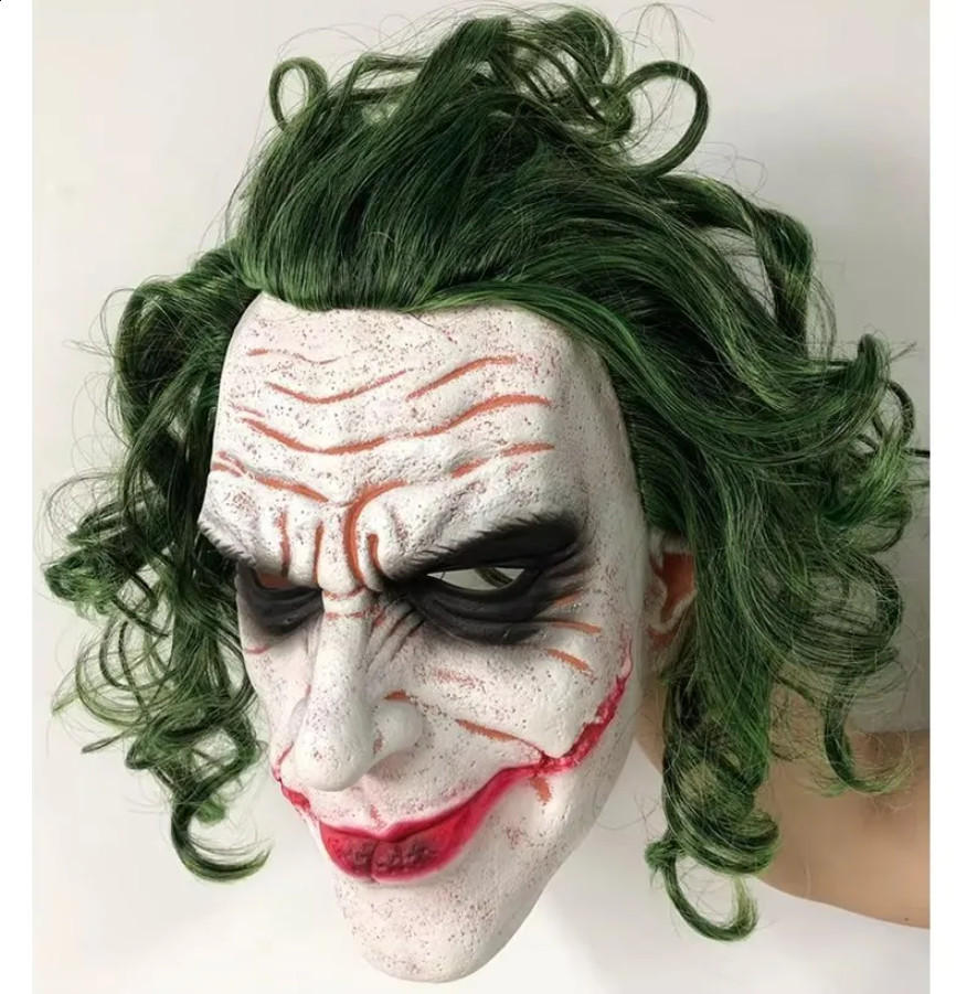 The Dark Knight Joker Cosplay Mask Halloween Party Latex Helmet Head Cover Prank
