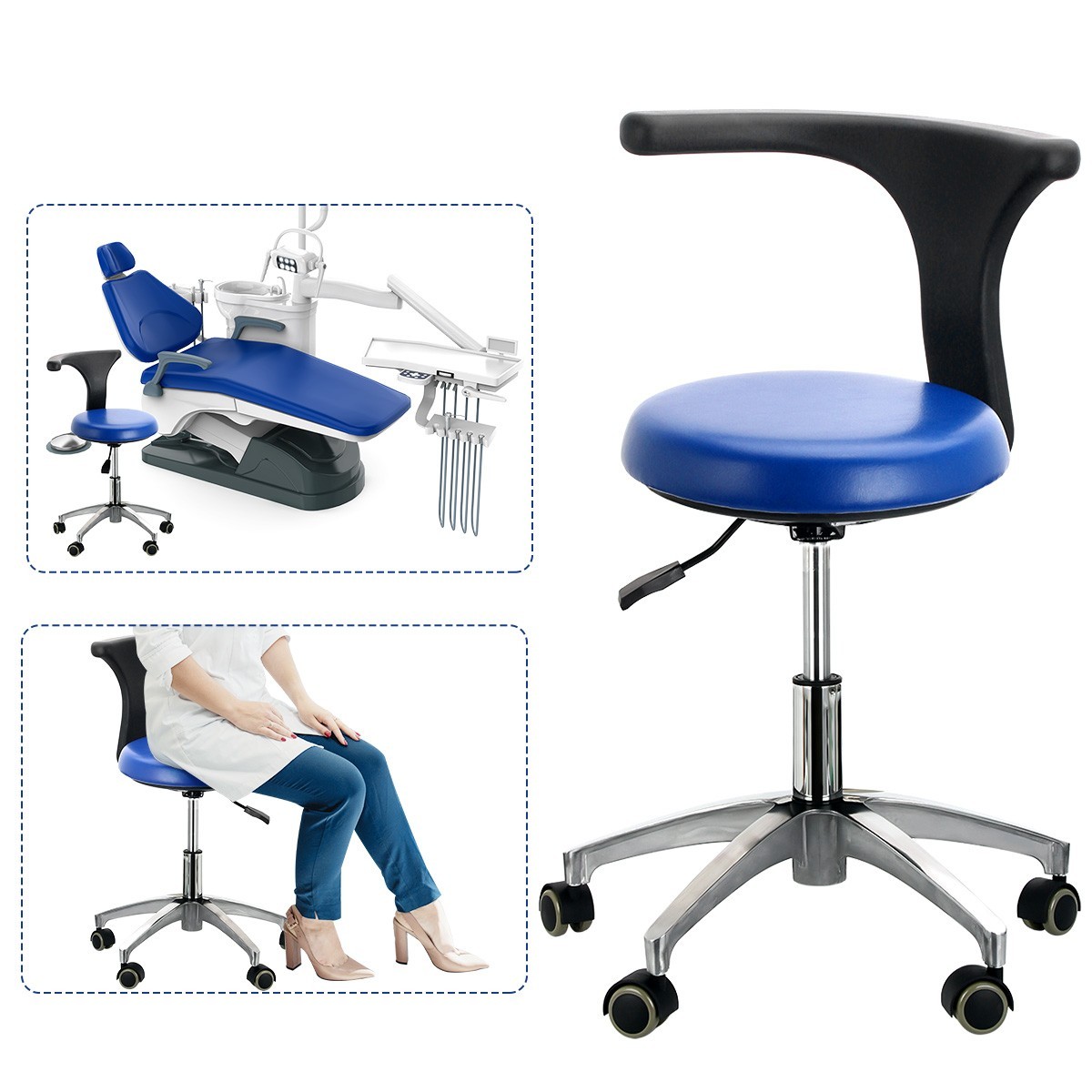 FDA Dental Lab Unit Chair Computer Controlled DC Motor PU Leather+Dentist Stool