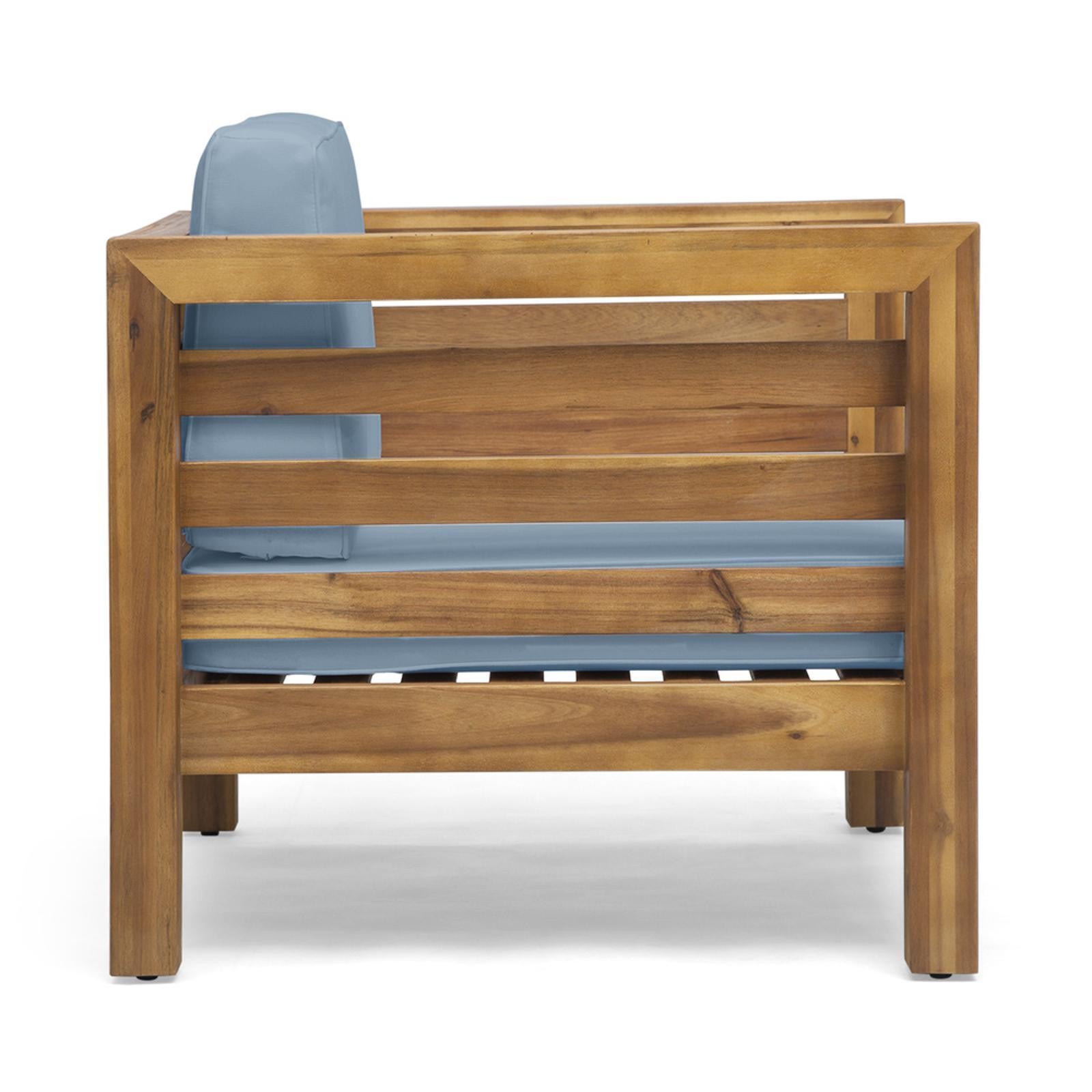Mid-Century Modern Club Chair Set of 2, Acacia Wood, Sleek