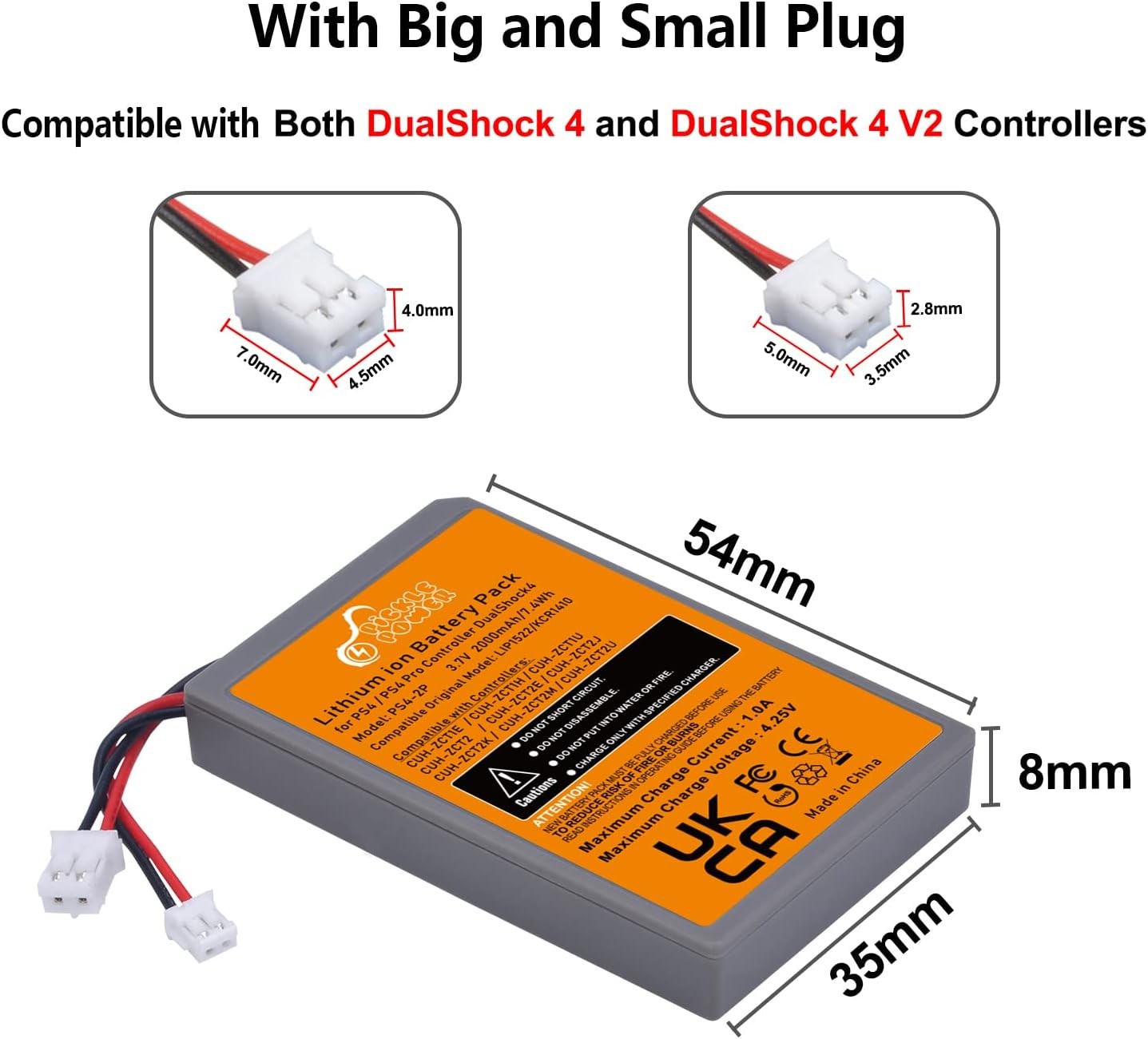 For PS4 Controller Battery Replacement 2000mAh DualShock 4 V1 V2 Tool Kit
