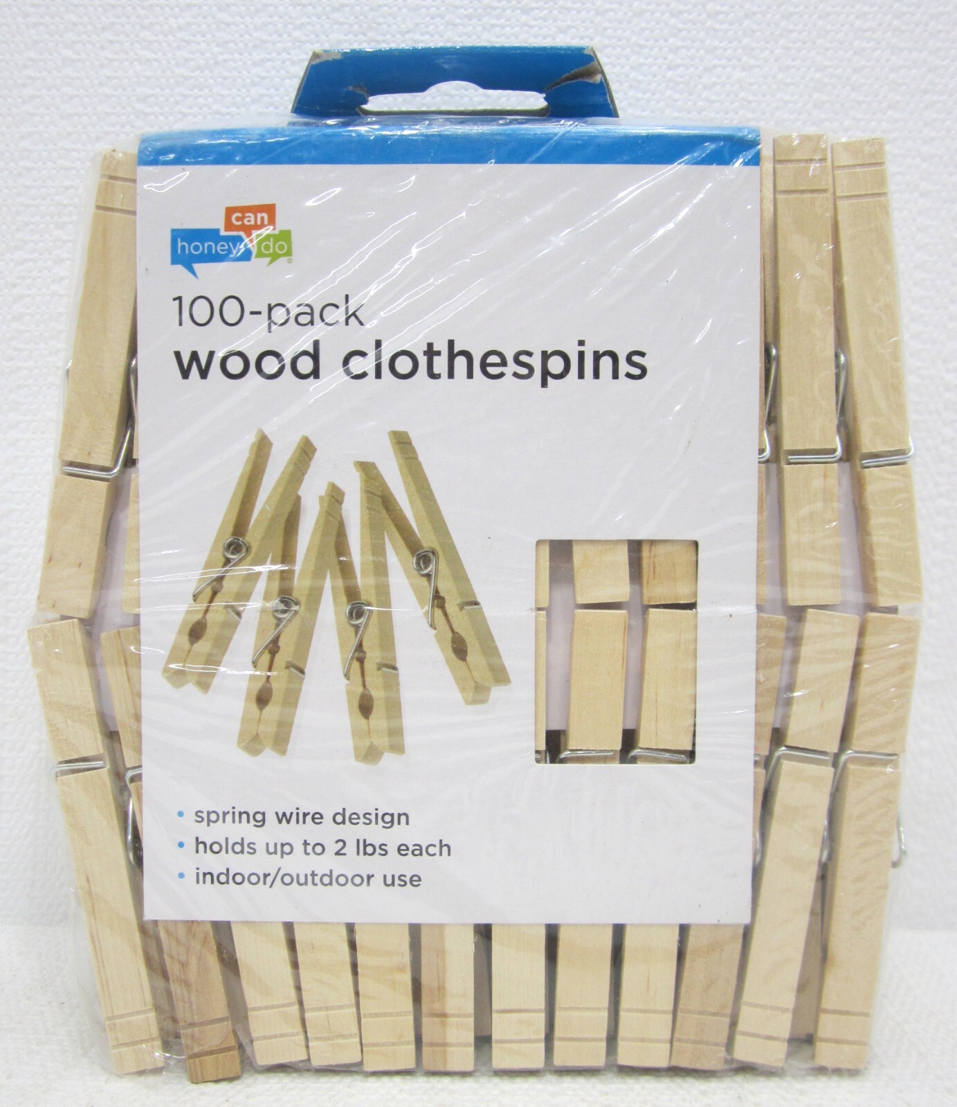 *High Quality* Wood Clothespins with Spring - 100-Pack - 3.3-inches Length-Brown