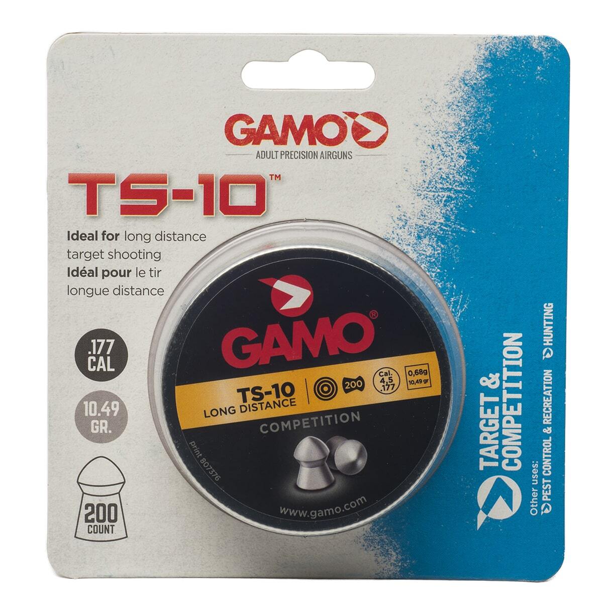 Gamo TS-10 .177 Precision Pellet Ammunition Dome Tip Lead