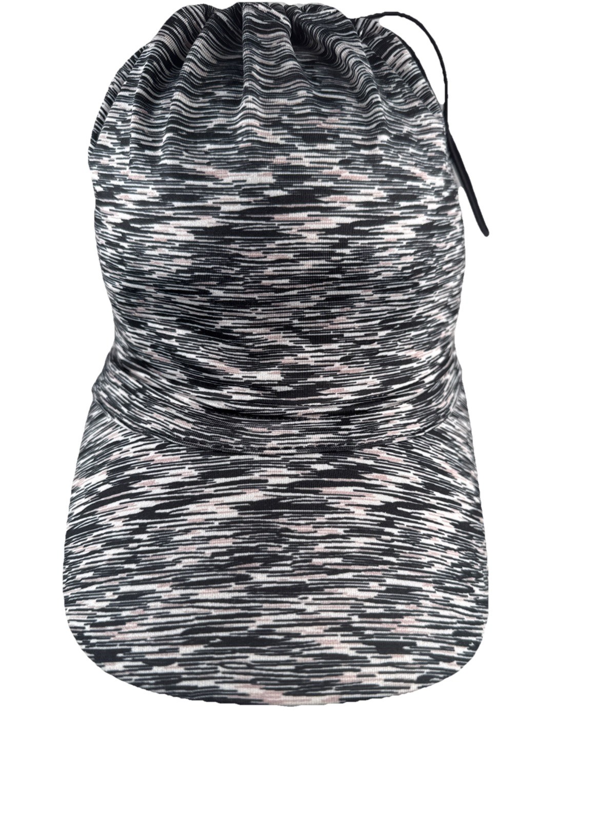 Ponytail Nylon Black White Pink small design Hat Cap Bungee Cord Top Opening
