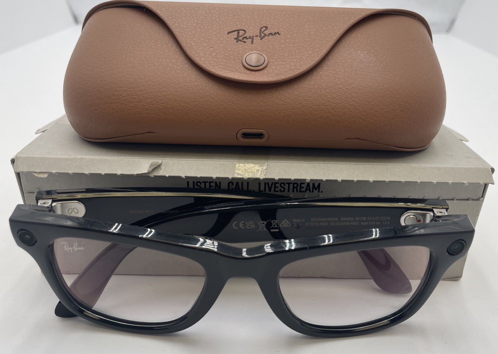 Ray-Ban Meta Wayfarer Smart Glasses - RW4008 Shiny Black Frame Clear Lenses