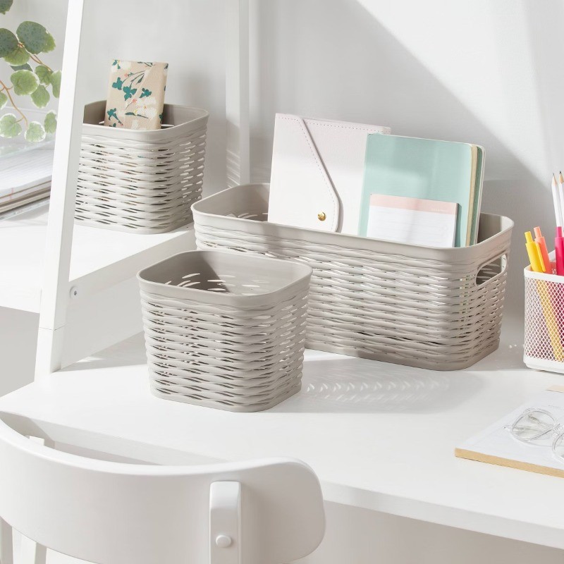 3pk Wave Assorted Decorative Basket 5L Narrow 2c